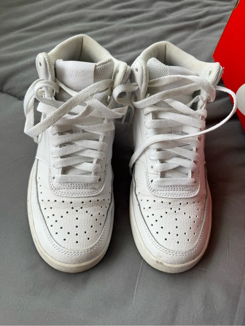 NIKE White High-Top Sneakers with Swoosh